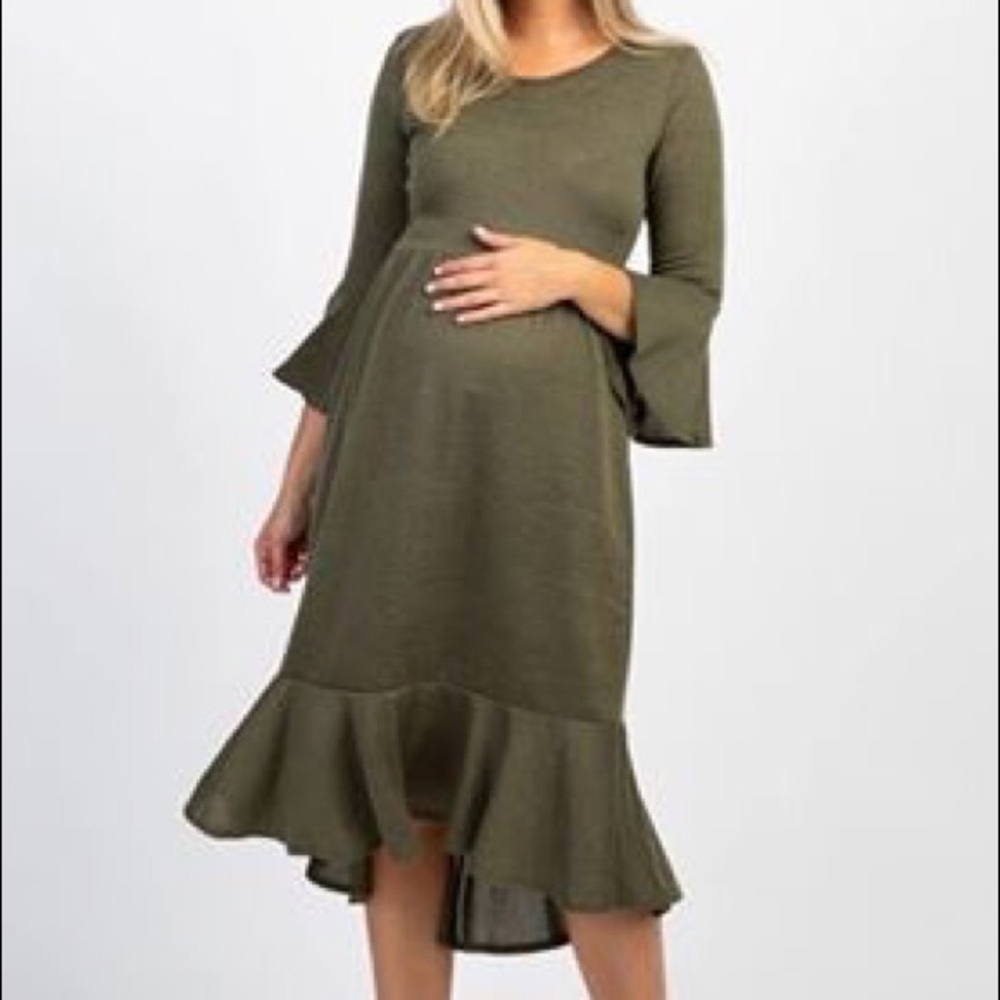 Black soft knit maternity dress